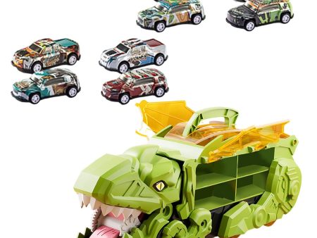 Dinosaur Transport Truck Carrier Portable Dinosaur Swallowing Truck for Kids green with 8 car Online Hot Sale