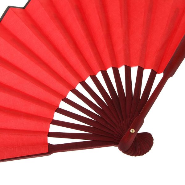 Bamboo Chinese Kung Fu Tai Chi DIY Hand Folding Fan Performance Dance Red on Sale