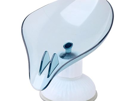 Plastic Leaf Shape Soap Dish Holder Container Box for Bathroom Blue on Sale