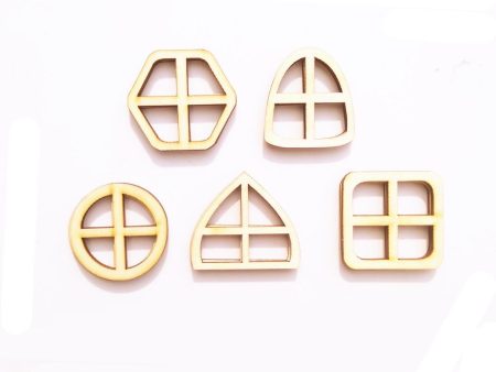 10pcs  Set Unpainted Wooden Fairy Windows Shape Craft Embellishments Decor Cheap