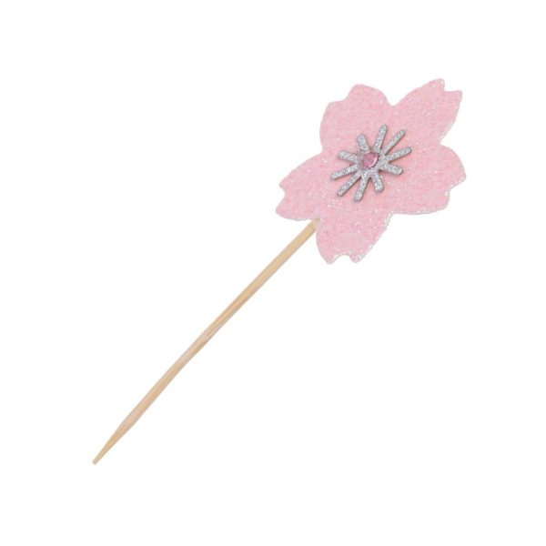 10 Glitter Sakura Flower Cake Toppers Cupcake Picks for Birthday Wedding Party Décor For Cheap