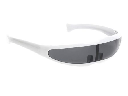 Futuristic Narrow Cyclops Color Mirrored Lens Visor Sunglasses White Frame Black Mirrored Online