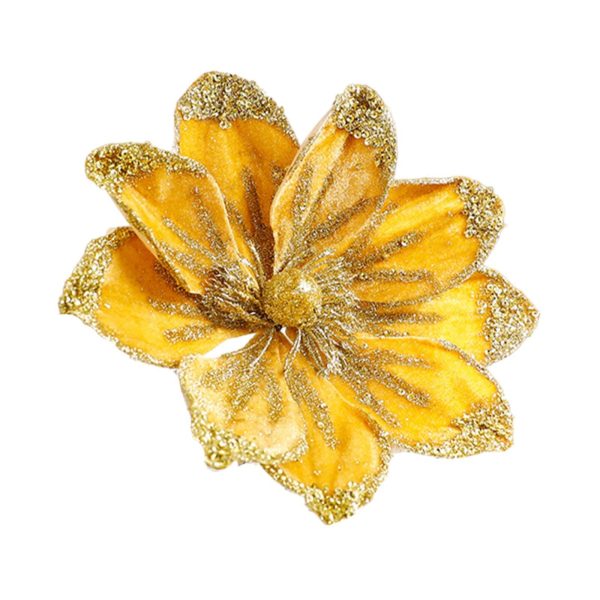 Magnolia Christmas Decoration Floral Pick Party Venue Artificial Flower Stem Gold Online now