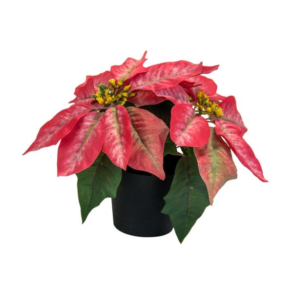 Christmas Artificial Poinsettia Plant Realistic for Festival Window Tabletop Style C Online now