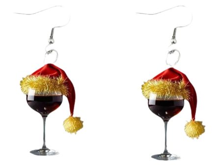 Wine Glass Christmas Earrings Decor Gift Jewelry for Holiday Proms Halloween Hot on Sale