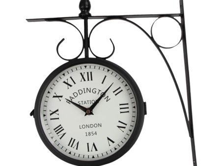 Double Sided Wall Clock Round Silent Decorative Clock for Home Garden Indoor Online