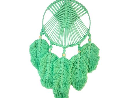 Macrame Wall Hanging Leaves Tassel Window Charm Bohemian Tapestry Wall Decor Green Discount