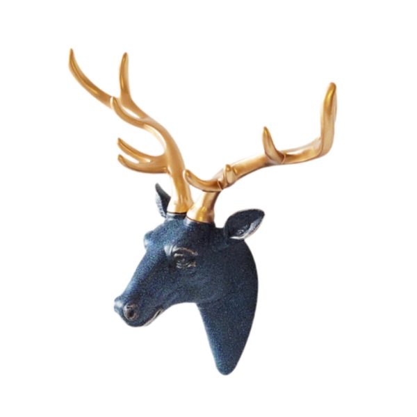 Deer Head Wall Hanging Ornament Gift Housewarming Collection Resin Sculpture Blue Online now