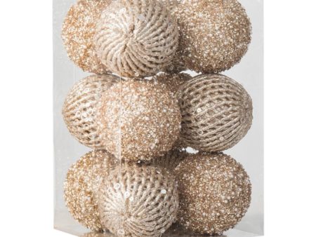 12Pcs Christmas Ball Decoration Decorative for Farmhouse Cabinet Living Room Champagne Gold Cheap