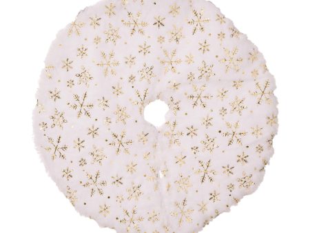 Mini Plush Christmas Tree Skirt 15  Xmas Tree Mat for Hotel Farmhouse Indoor Gold Snowflakes For Sale