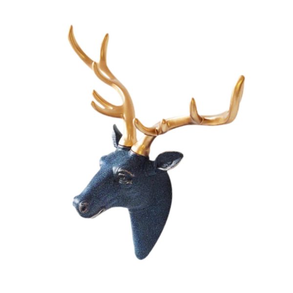 Deer Head Wall Hanging Ornament Gift Housewarming Collection Resin Sculpture Blue Online now