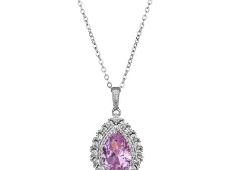 Water Droplet Charm Pendant Necklace for Women for Party Anniversary Holiday Pink Online now