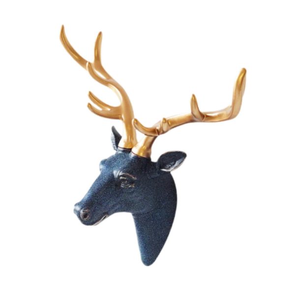 Deer Head Wall Hanging Ornament Gift Housewarming Collection Resin Sculpture Blue Online now