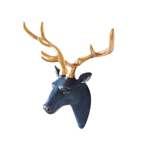 Deer Head Wall Hanging Ornament Gift Housewarming Collection Resin Sculpture Blue Online now