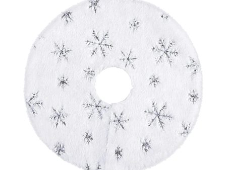 Mini Plush Christmas Tree Skirt 15 inch Ornament for Living Room Indoor Home Silver Snowflakes Online Hot Sale