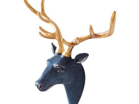 Deer Head Wall Hanging Ornament Gift Housewarming Collection Resin Sculpture Blue Online now